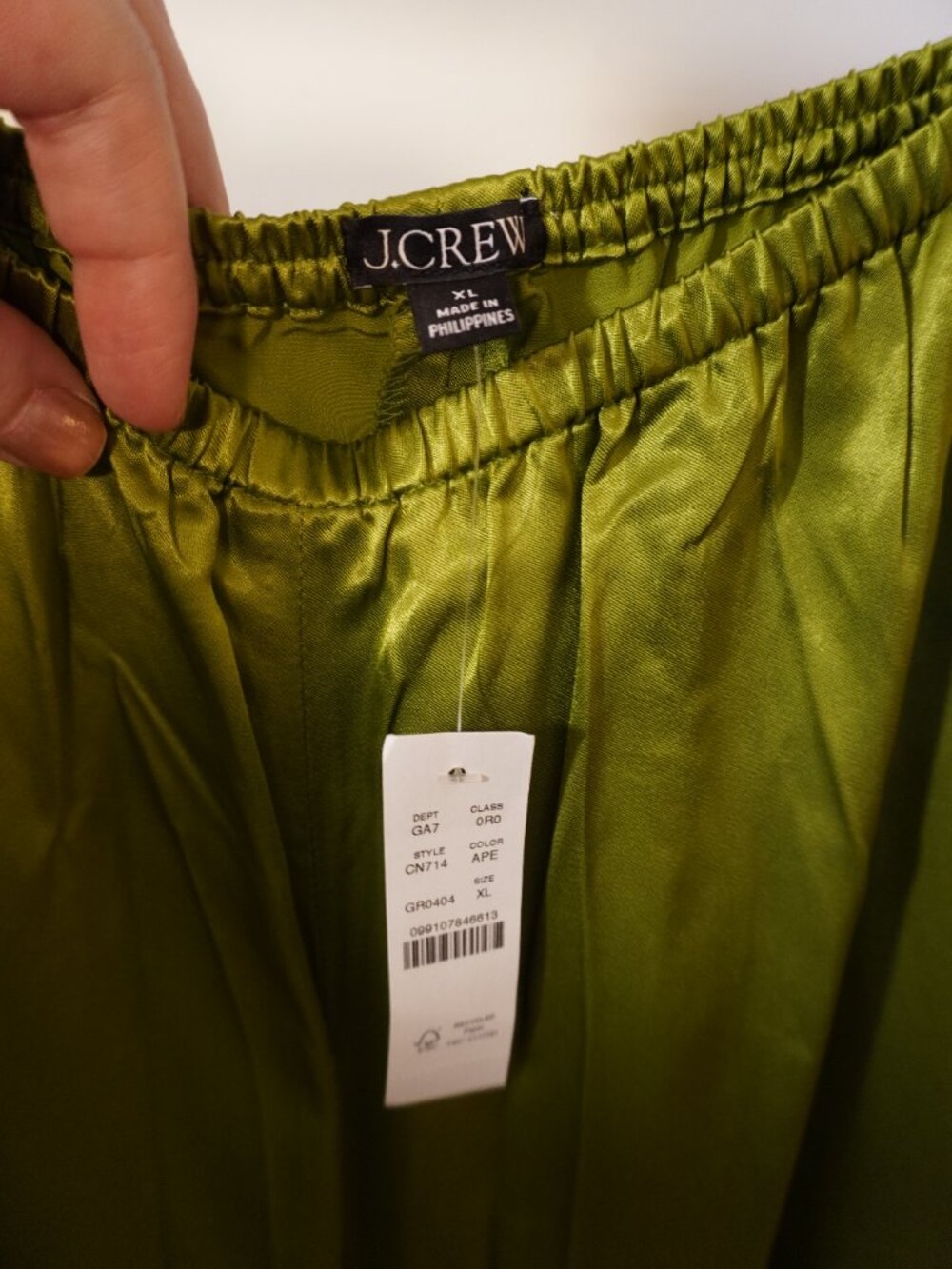 J.Crew + Gap XL Bundle – NWT Green Satin Pants & Animal Print Midi Skirt - Picture 3 of 8